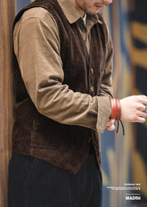 Maden Vintage Corduroy Vests For Men Casual French Workwear Hunting Field Waistcoat Cords Outdoor Coats Men's Clothing